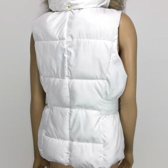 Guess White Puffer Hooded Vest Size X Large - Picture 4 of 8